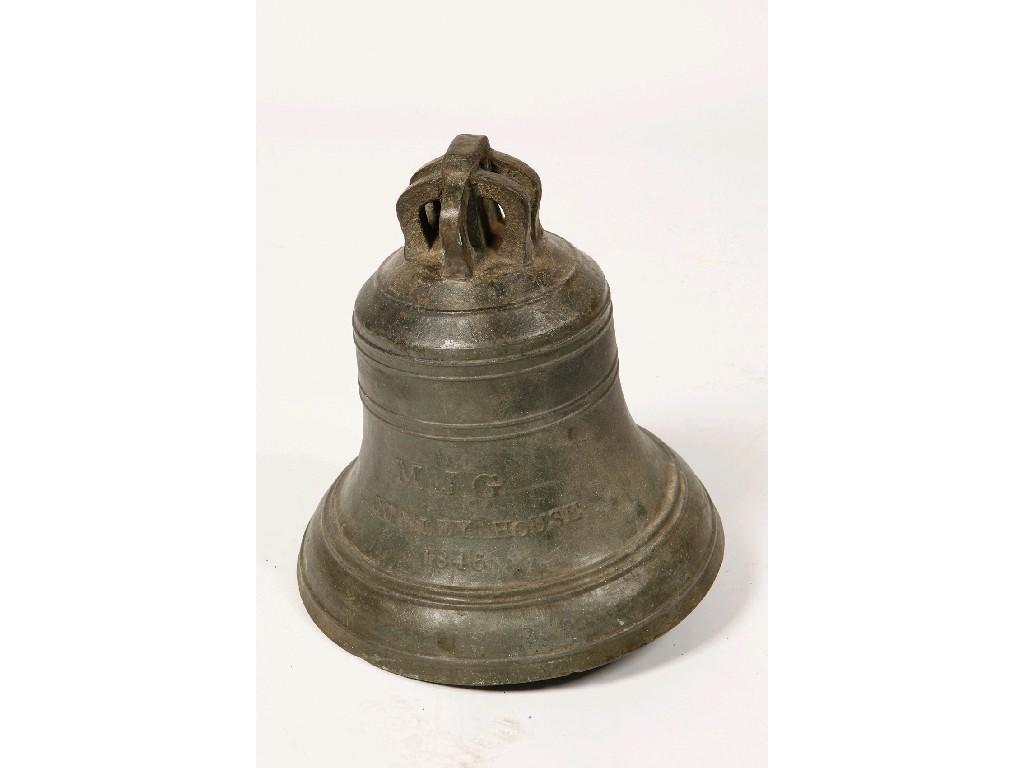 Appraisal: A VICTORIAN CAST BRONZE BELL inscribed MGAG Gumley House wide