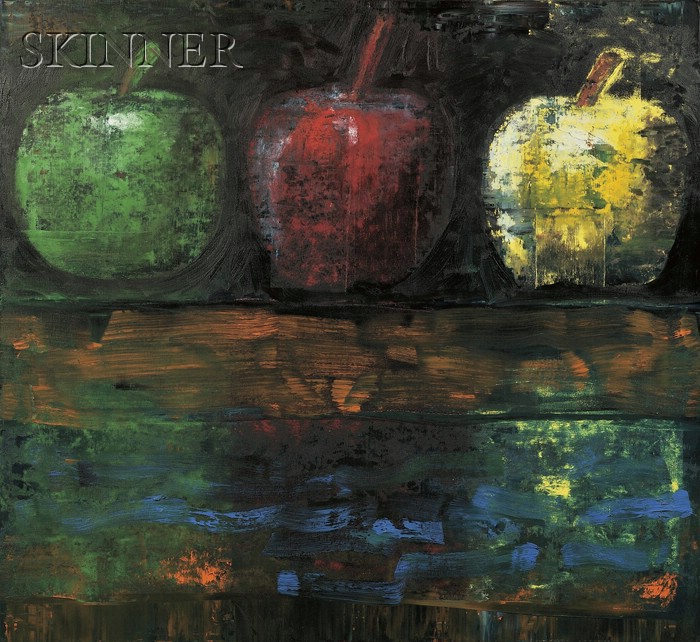 Appraisal: Aaron Fink American b Three Apples Signed and dated AARON