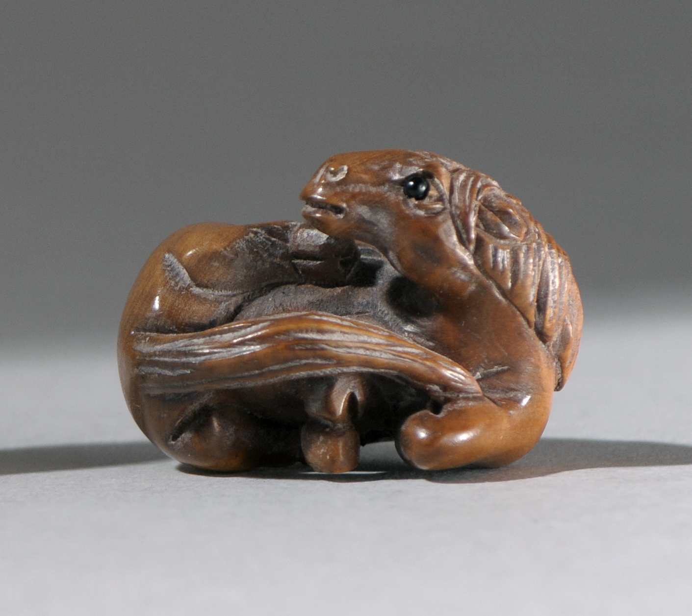 Appraisal: CARVED WOOD OJIME Meiji PeriodBy Yokuzan In the form of