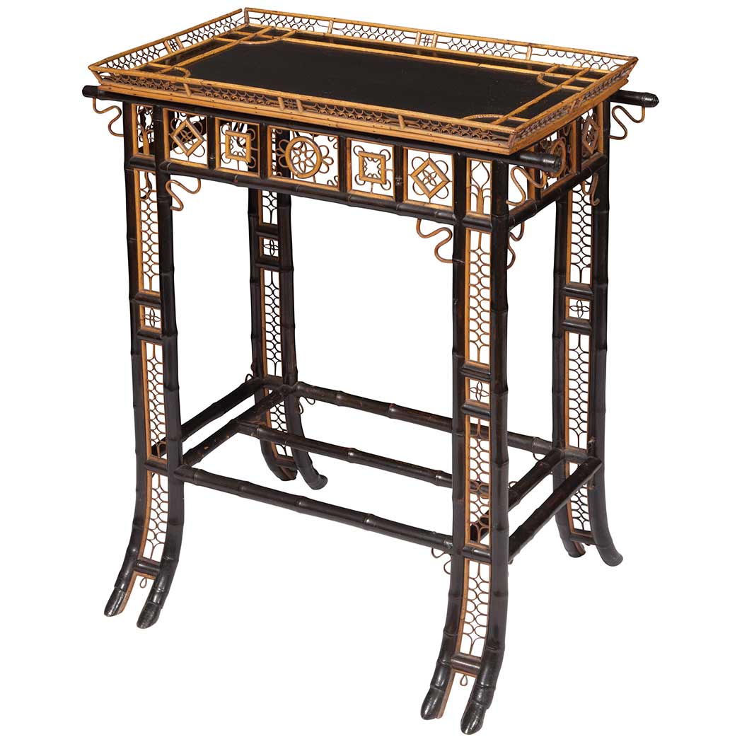 Appraisal: Chinese Export Bamboo and Black Painted Side Table th Century