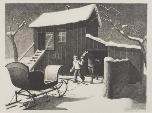 Appraisal: GRANT WOOD December Afternoon Lithograph x mm x inches full