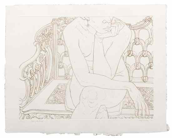 Appraisal: Philip Pearlstein American b Nude on the Iron Bench etching