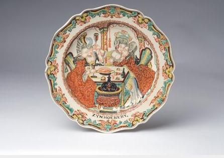 Appraisal: ENGLISH CREAMWARE DUTCH-DECORATED 'THE PRODIGAL SON' PLATE CIRCA Painted in