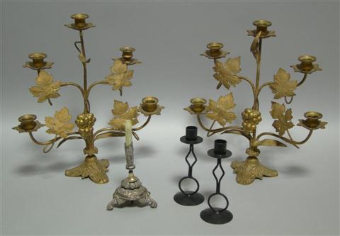 Appraisal: GROUP LOT OF CANDLE HOLDERS Including a pair of gilt