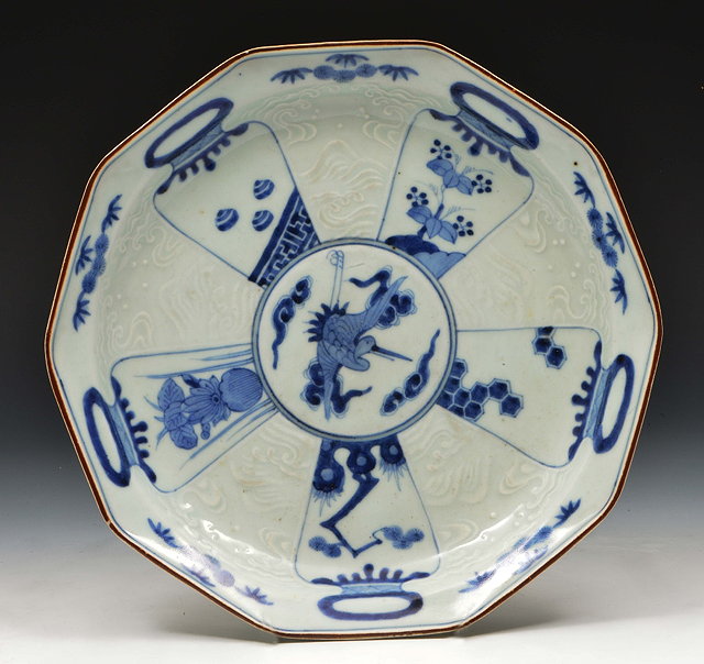 Appraisal: A Japanese Arita blue and white octagonal dishcirca decorated with