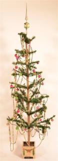 Appraisal: Vintage German Feather Christmas Tree Wood stencil decorated base antique