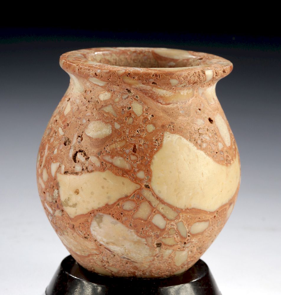 Appraisal: Beautiful Egyptian Pre-Dynastic Breccia Marble Jar Originally Listed At Ancient