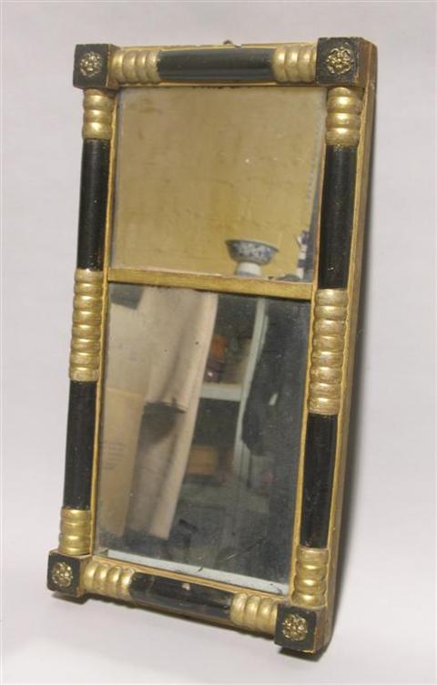 Appraisal: AMERICAN CLASSICAL STYLE PAINTED MIRROR th century the two sections