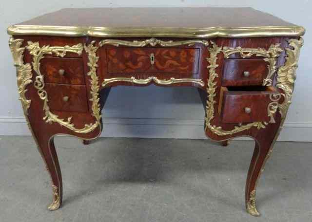 Appraisal: Bronze Mounted Reproduction Inlaid Desk From a Larchmont NY estate