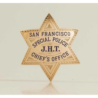 Appraisal: K Gold San Francisco Presentation Law Badge k gold enamel