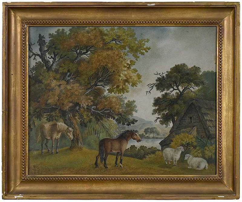 Appraisal: Attributed to Benjamin Zobel German England - Farmyard with Horses