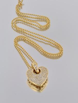 Appraisal: A k Gold and Diamond Heart Pendant on Chain k