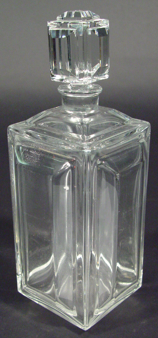 Appraisal: Art Deco Baccarat cut glass decanter and stopper etched factory