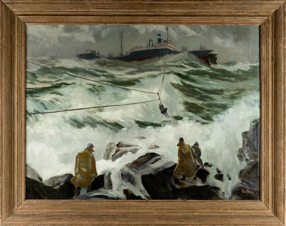 Appraisal: GEORGE L MORRIS - RESCUE AT SEAoil on canvas signed