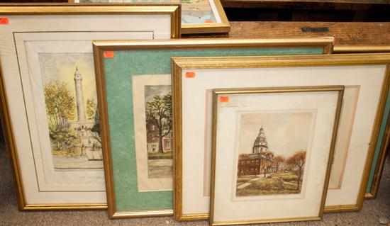 Appraisal: Five assorted Maryland-themed framed prints Estimate - No condition report