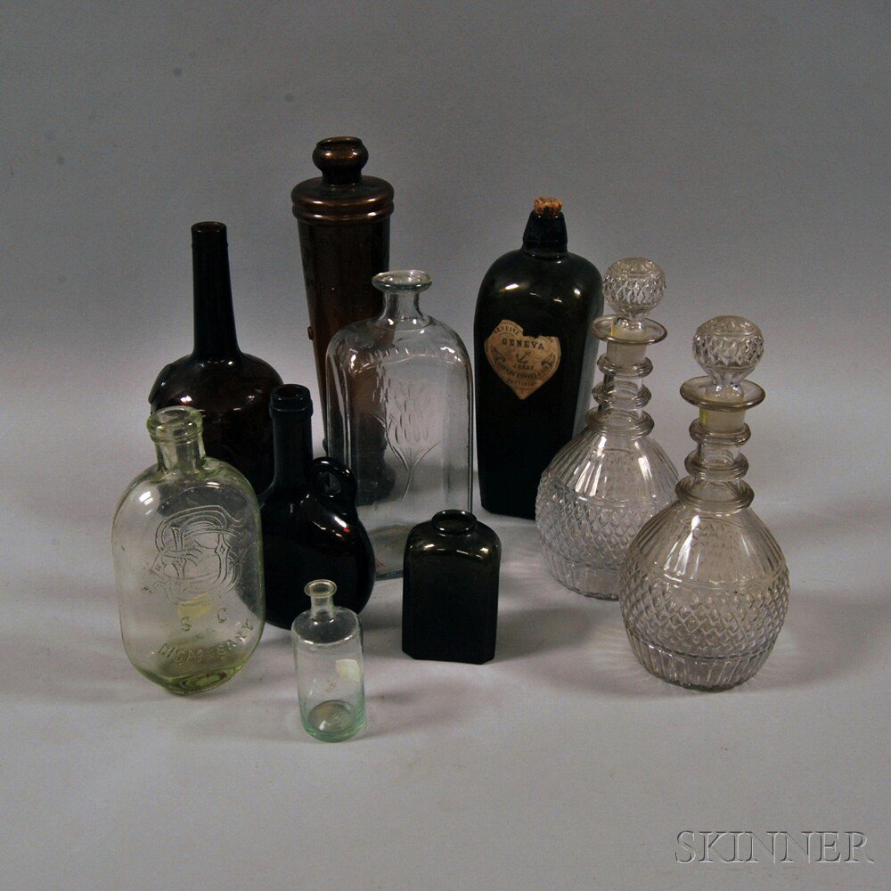 Appraisal: Ten Glass Bottles Flasks and Decanters th and th century