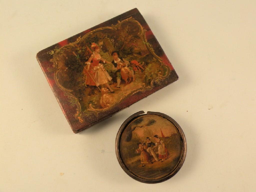 Appraisal: A rectangular papier mache box and cover decorated with female