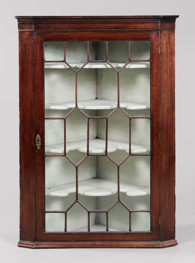 Appraisal: Chippendale Mahogany Hanging Corner Cupboard British th th century original