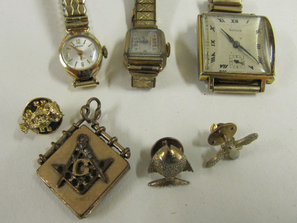 Appraisal: Lot comprising a ladies ct gold cased Enicar wrist watch