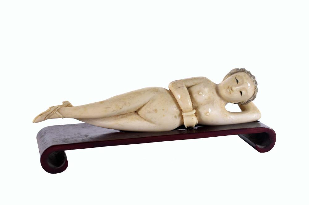 Appraisal: FINE CHINESE RECUMBANT NUDE DOCTORS MODELOn a wood stand Width