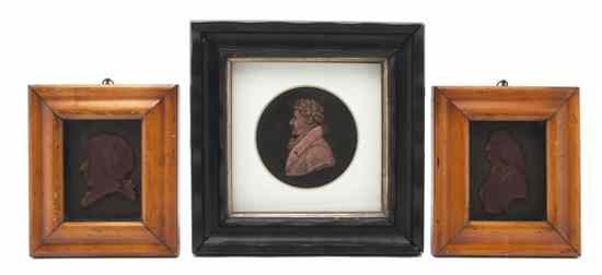 Appraisal: Three Wax Profile Busts one depicting the Marquis de Lafayette