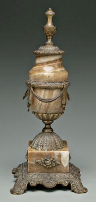 Appraisal: Gilt bronze lamp base marble urn with swag and tassel