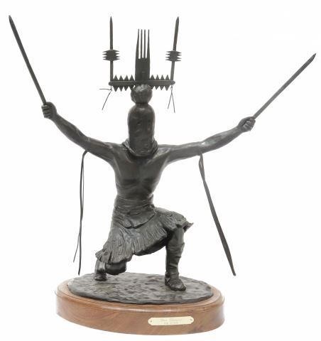 Appraisal: Patinated bronze sculpture Gan Dancer signed Robert L Refvem American