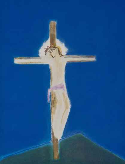 Appraisal: Craigie Aitchison - Crucifixion Green Hill silkscreen printed in colours