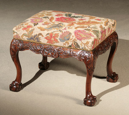 Appraisal: George III Mahogany Stool Circa Having a floral machine tapestry