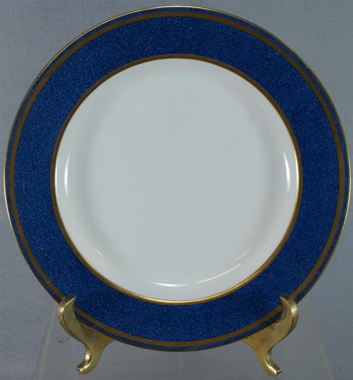 Appraisal: Wedgwood pattern X luncheon plates blue rim gold band verge