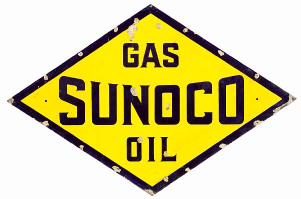 Appraisal: A large diamond Sunoco Gasoline sign classic yellow and blue