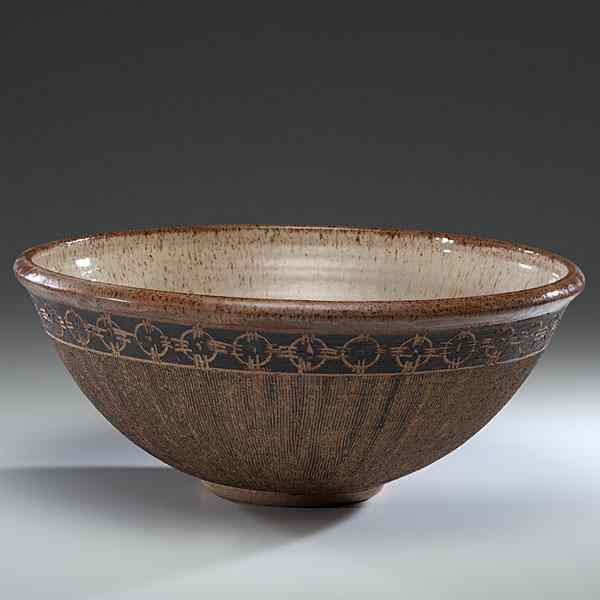 Appraisal: Maishe Dickman USA Large Bowl Stoneware ht dia in Daniel