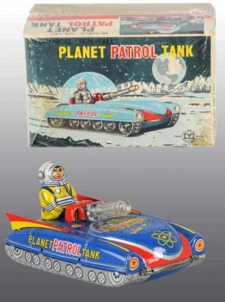 Appraisal: Tin Planet Patrol Tank Wind-Up Toy Description Japanese Working Marked