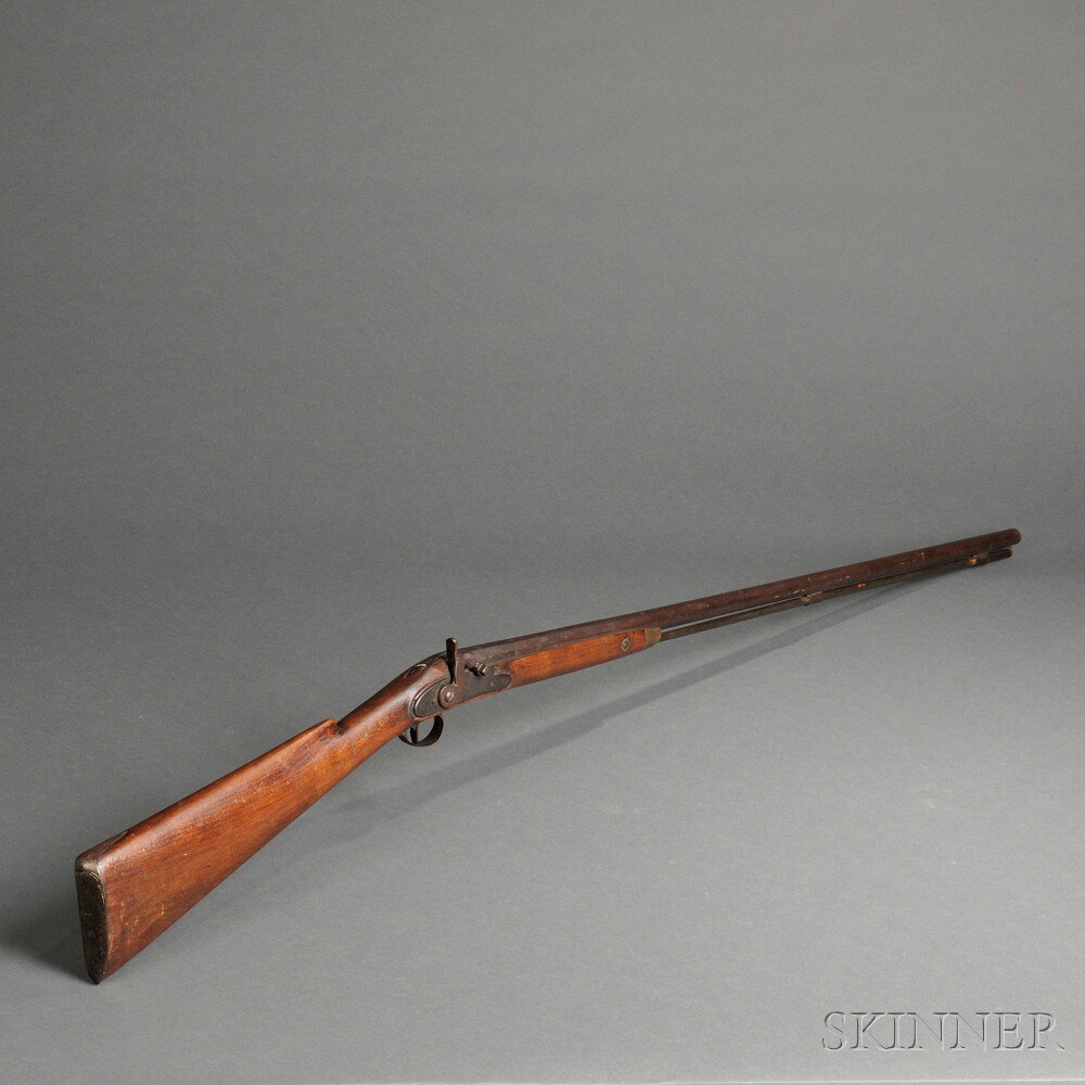 Appraisal: Half-stock Percussion Musket c mid- th century walnut stock with