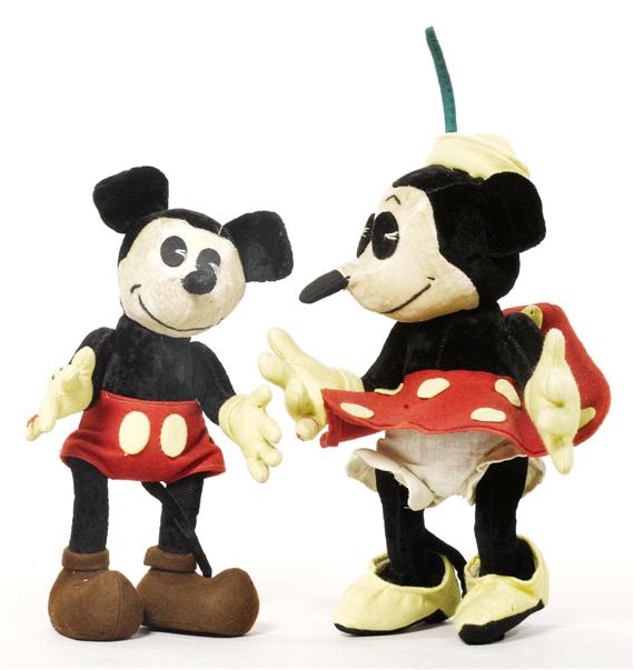 Appraisal: DISNEY FIGURES - s Cloth Mickey and Minnie Mouse H