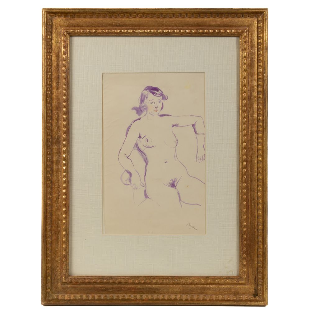 Appraisal: JULES PASCIN FRENCH - INK DRAWING ON PAPERUndated ink signed