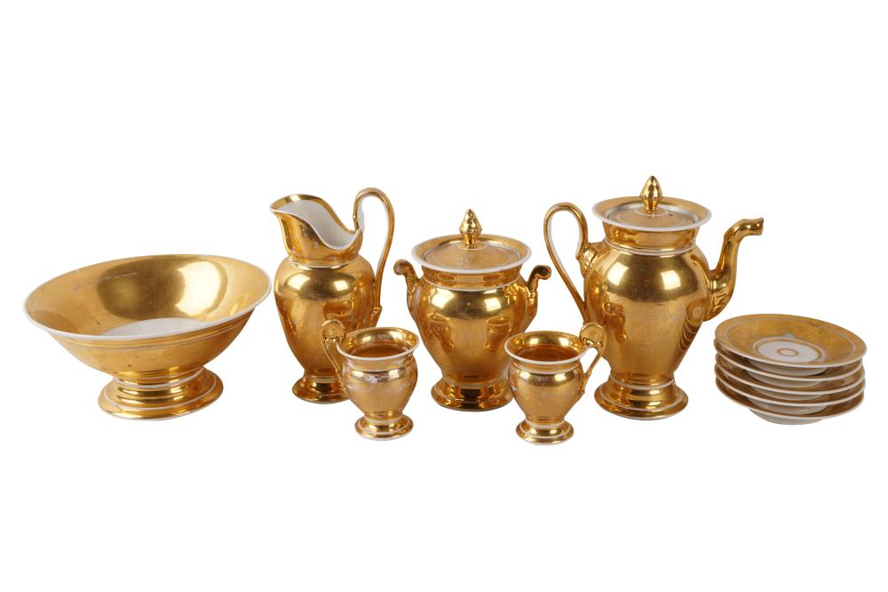 Appraisal: FRENCH GILT PORCELAIN COFFEE SERVICEcomprising eight saucers inches diameter eight