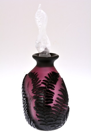 Appraisal: Pilgrim Cameo Glass Scent Bottle with Stopper Midnight Fern decorated