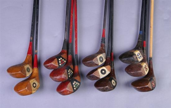 Appraisal: GOLF LOT ELEVEN ASSORTED STEEL SHAFT FANCY FACE WOODS Set