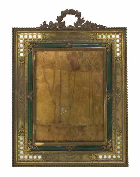 Appraisal: A French Neoclassical Gilt Bronze Mother-of-Pearl Inset and Guilloche Frame