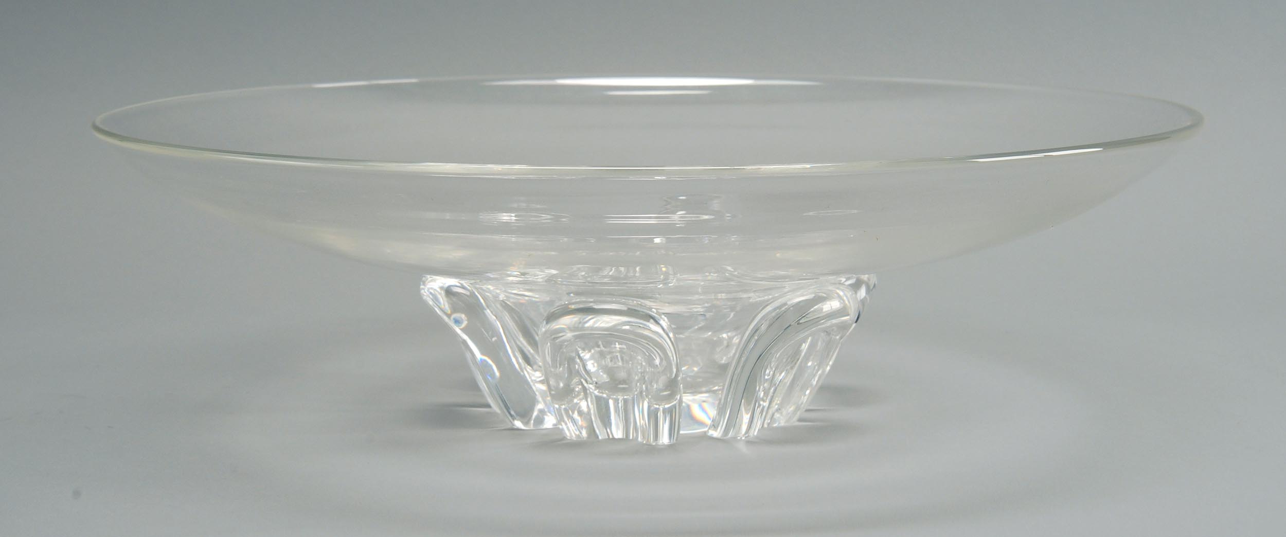 Appraisal: TH CENTURY STEUBEN GLASS BOWL with six leaf-like appliqu s