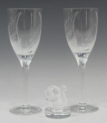 Appraisal: lot of Lalique France art crystal table items comprising pair