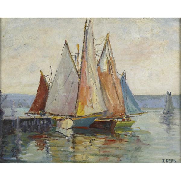 Appraisal: J KERN American th C Gloucester Harbor Mass oil on