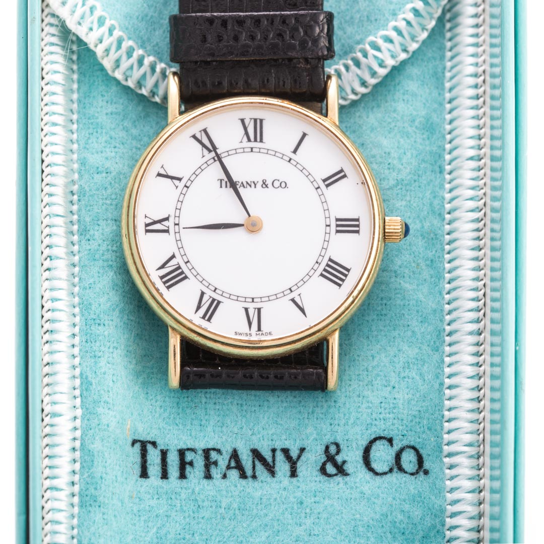 Appraisal: A Tiffany Co Classic Watch with Lizard Strap K yellow