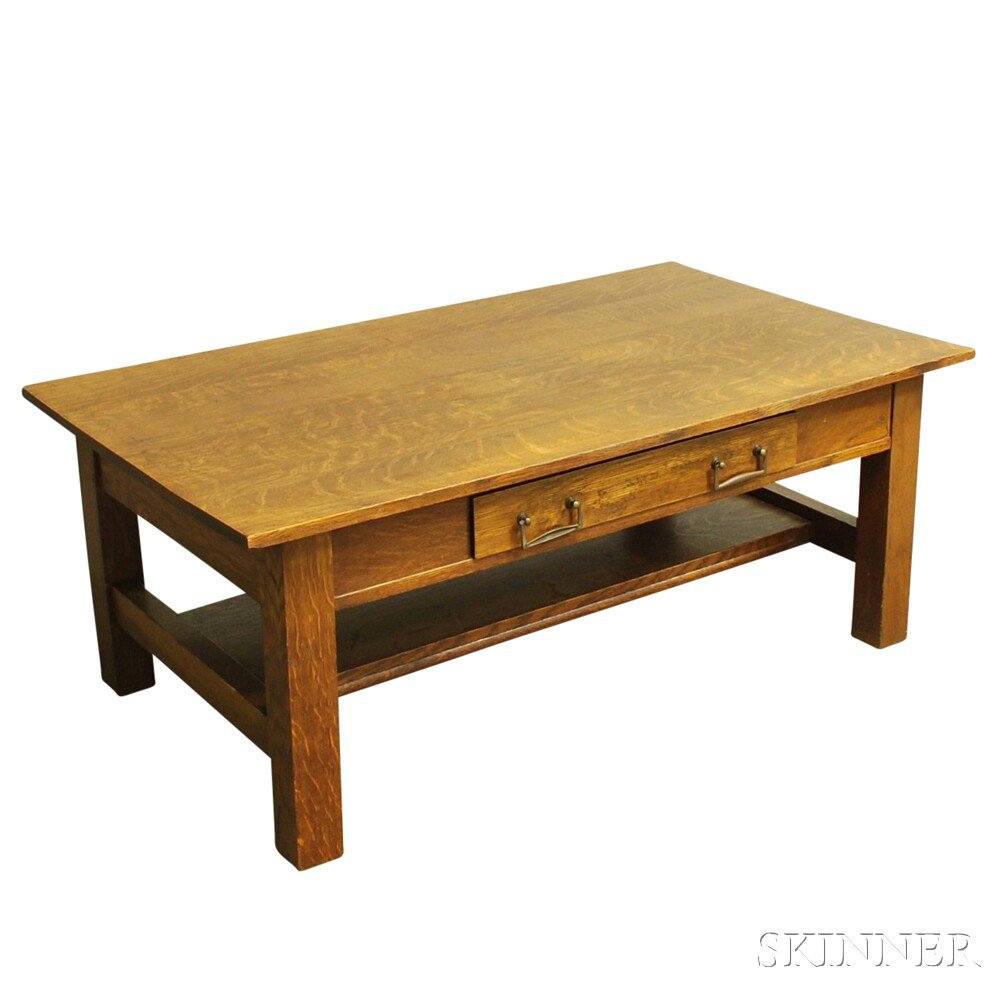 Appraisal: Oak Arts Crafts-style Coffee Table with rectangular top and a