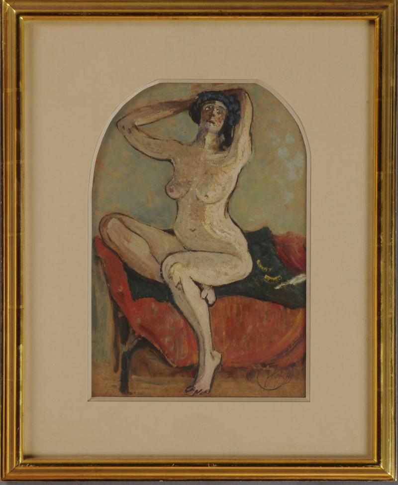 Appraisal: HAYLEY LEVER - SEATED NUDE Oil on paper signed and