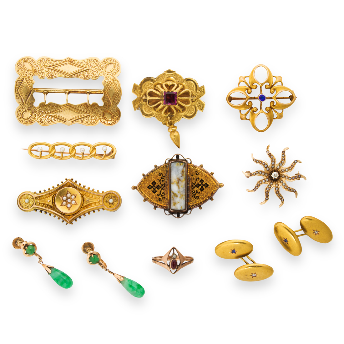 Appraisal: A GROUP OF ANTIQUE AND GOLD JEWELRY A group of