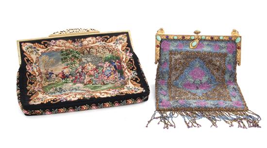 Appraisal: Vintage beaded and embroidered purses Fleur de Lys Bags beaded