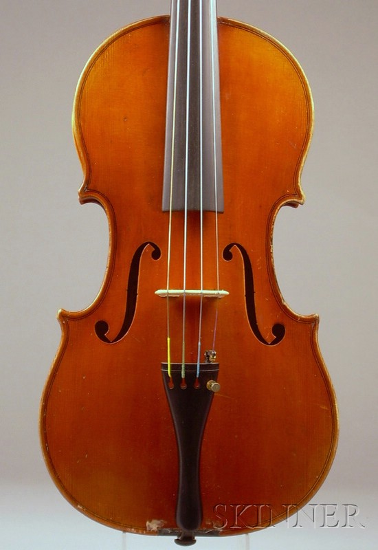 Appraisal: Modern Violin labeled VOSS length of two-piece back in mm