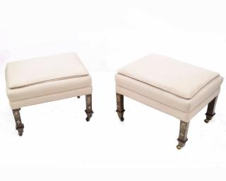 Appraisal: Pair of Upholstered Benches Pair of pink upholstered benches with